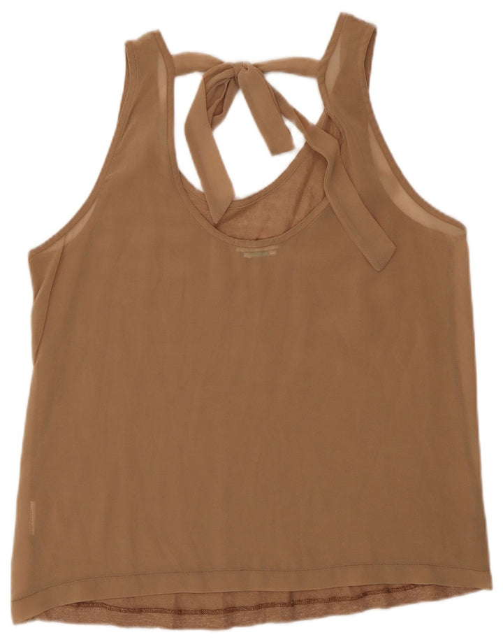 Benetton Femei Vest Top UK 12 Medium Bej In