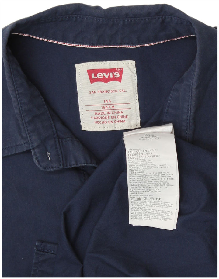 LEVI'S Boys Short Sleeve Shirt 13-14 Years Navy Blue Cotton