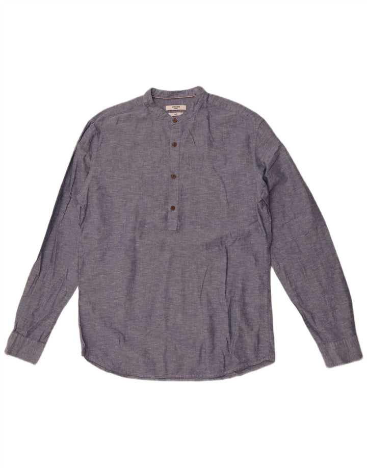 Cămașă pulover Jack & Jones pentru bărbați, bumbac cu pete albastru mediu