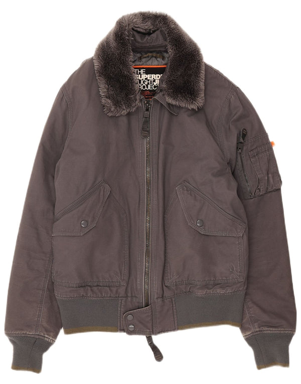 Bomber Superdry pentru femei UK 18 XL bumbac gri
