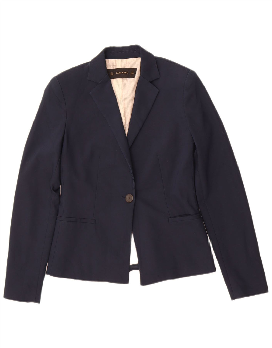 Blazer pentru femei Zara cu 1 nasture UK 10 mic bumbac bleumarin