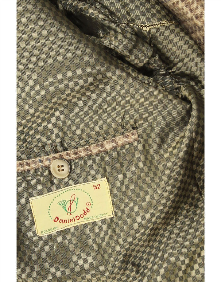 Jachetă vintage pentru bărbați, cu 2 nasturi, IT 52 XL, lână virgină maro cu picioare de hâine