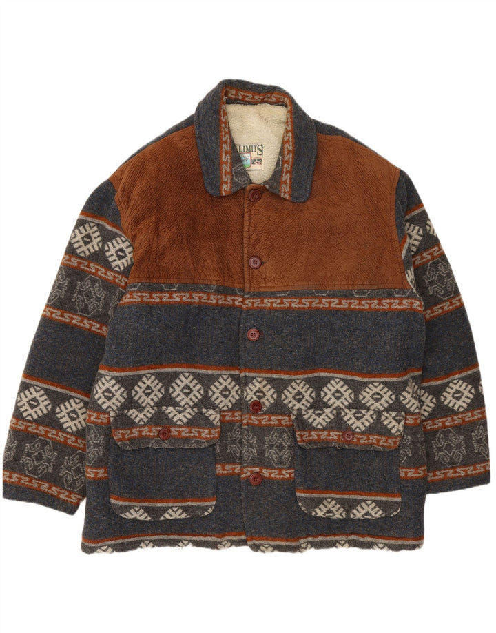 Jachetă Sherpa pentru bărbați VINTAGE UK 42 XL Bleumarin Fair Isle