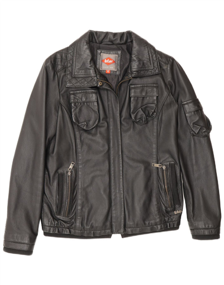 Jachetă de piele Lee Cooper pentru femei UK 12 Medium Black