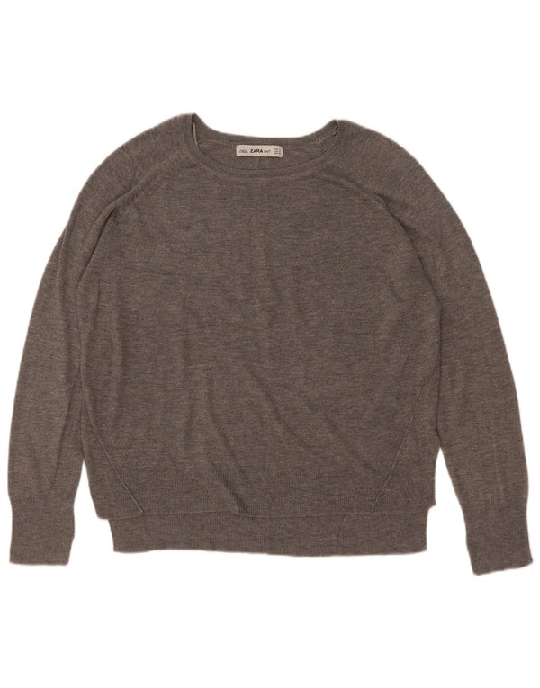 Pulover supradimensionat pentru femei Zara, cu gât de barcă, UK 10, mic, gri, pete