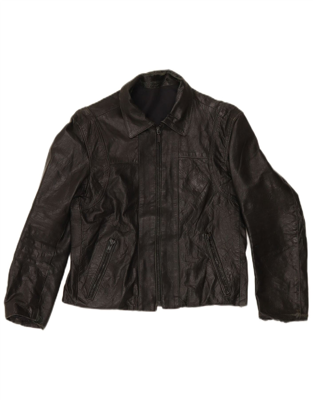 Jachetă de piele vintage pentru femei IT 44 Medium Black