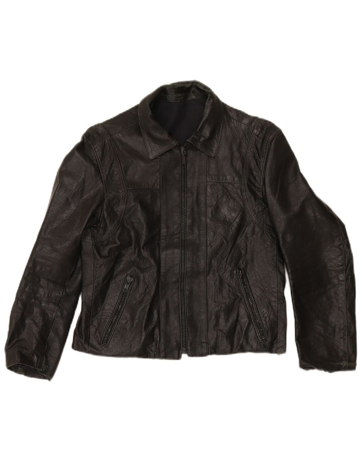Jachetă de piele vintage pentru femei IT 44 Medium Black