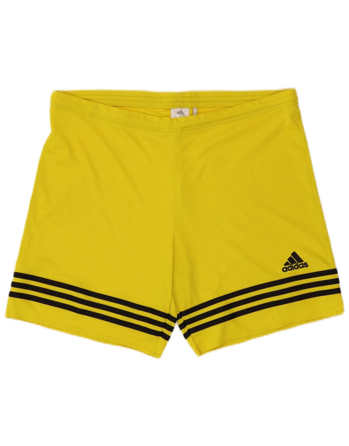 Pantaloni scurți sport adidas pentru bărbați, poliester cu dungi mari, galbene