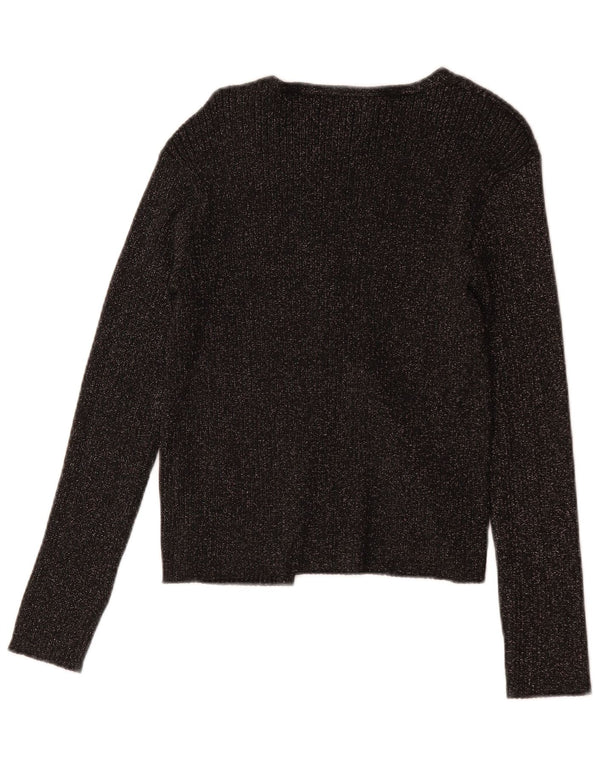 Pulover cardigan pentru fete Zara 11-12 ani, viscoză neagră cu pete