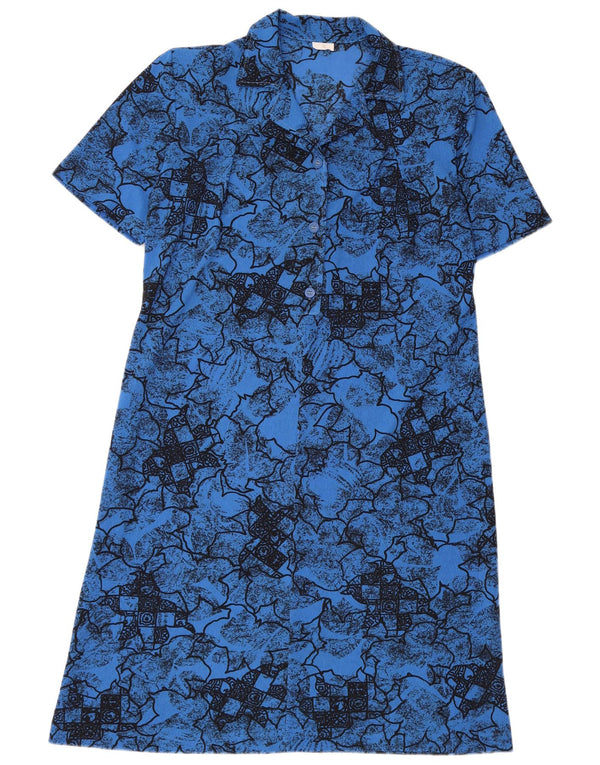Rochie A-Line Vintage Femei cu mâneci scurte IT 52 2XL Albastru Floral Poliester