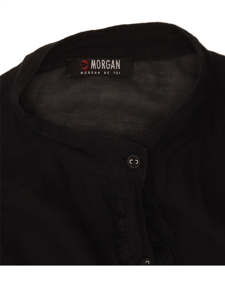MORGAN Womens Front Tie Shirt Blouse UK 10 Small Black Vintage Morgan and Second-Hand Morgan from Messina Hembry 
