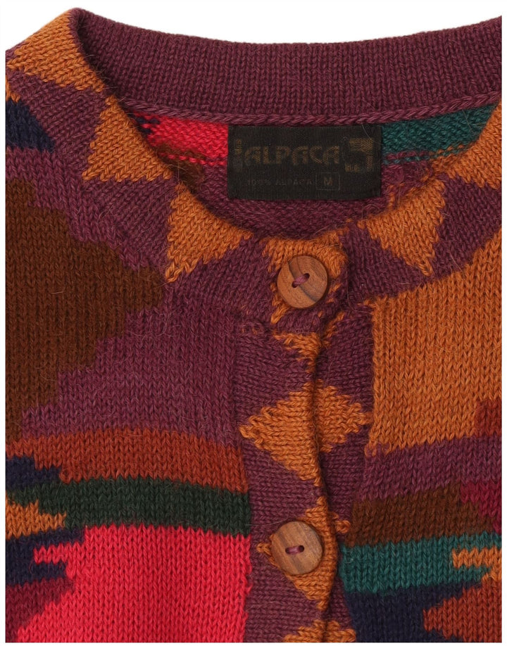 Pulover Cardigan Vintage pentru Damă UK 14 Mediu Multicolor Geometric