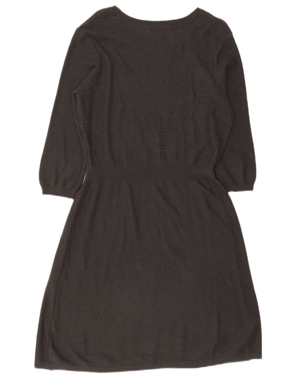 Rochie A-Line pentru femei Fat Face tricot cu mâneci 3/4 UK 12 Bumbac gri mediu