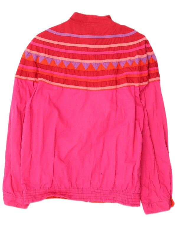 Jachetă Bomber Reversibilă Vintage pentru Damă UK 12 Medium Roz Geometric