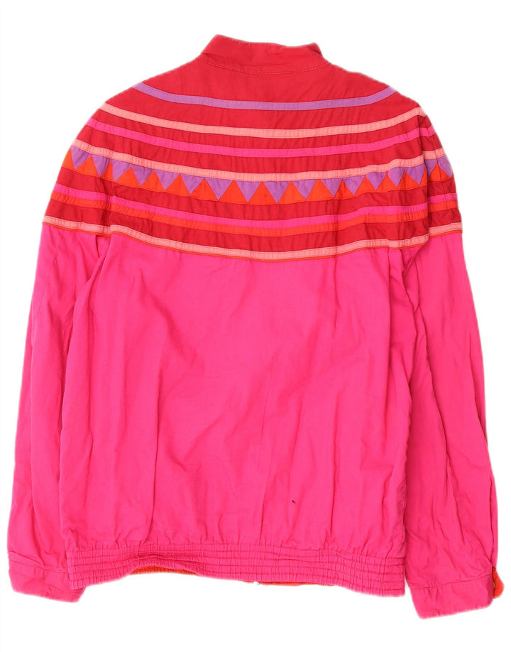 Jachetă Bomber Reversibilă Vintage pentru Damă UK 12 Medium Roz Geometric