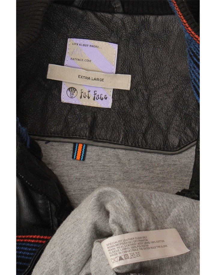Jachetă de piele pentru bărbați Fat Face UK 42 XL Negru