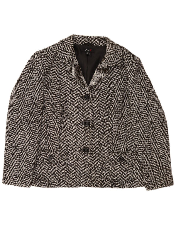 Sacou blazer pentru femei Oscar B, cu 3 nasturi, UK 18 XL, poliester chevron negru