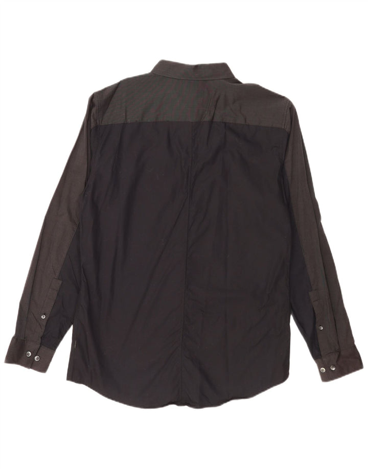 Cămașă pentru bărbați Calvin Klein Slim Fit, bumbac negru mediu, bloc de culoare