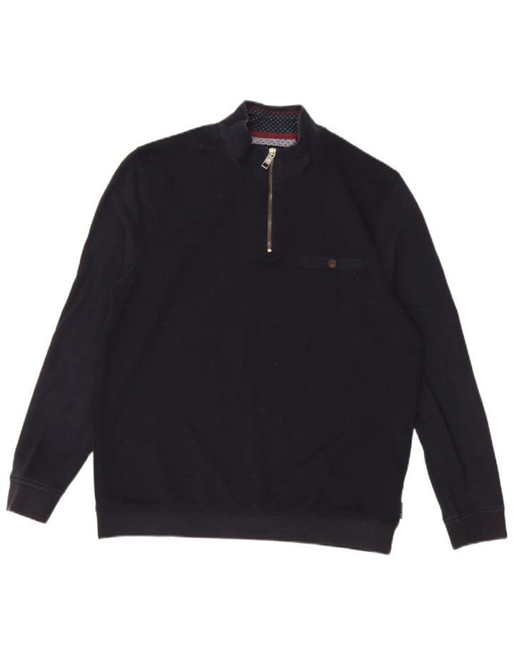 Pulover pentru bărbați Ted Baker, cu fermoar, cu gât, mărimea 4, mare, poliester bleumarin