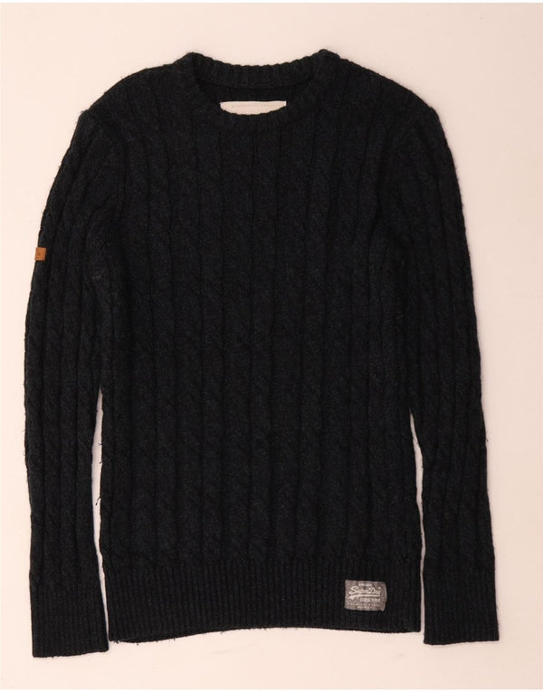 Pulover Superdry pentru bărbați, cu gât de barcă, XL, acrilic negru