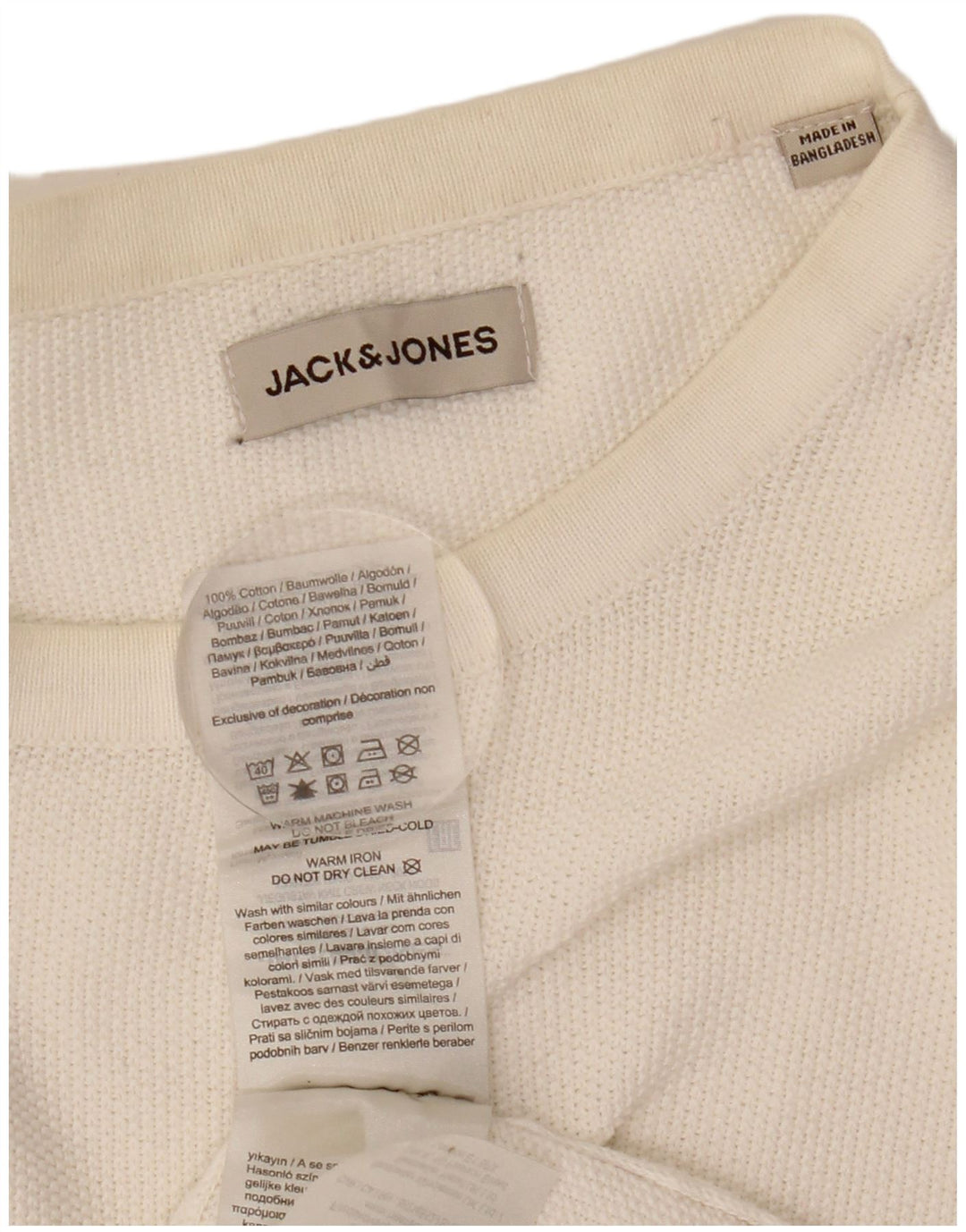 Pulover Jack & Jones pentru bărbați, cu gât crew, bumbac mare, alb