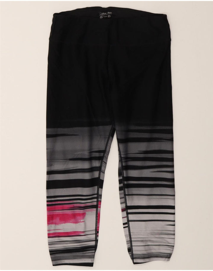 Leggings Capri Calvin Klein pentru femei UK 12, nailon cu dungi negre medii