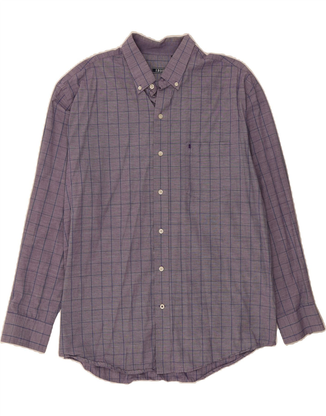 IZOD Mens Big & Tall Shirt XL Purple Check Cotton Vintage Izod and Second-Hand Izod from Messina Hembry 