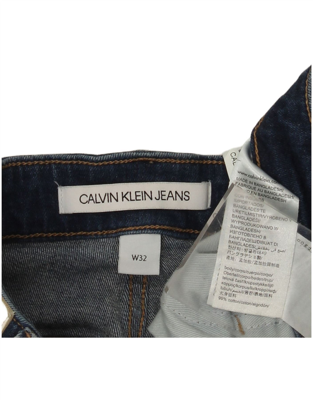 Pantaloni scurți din denim pentru bărbați Calvin Klein W32, bumbac albastru mediu