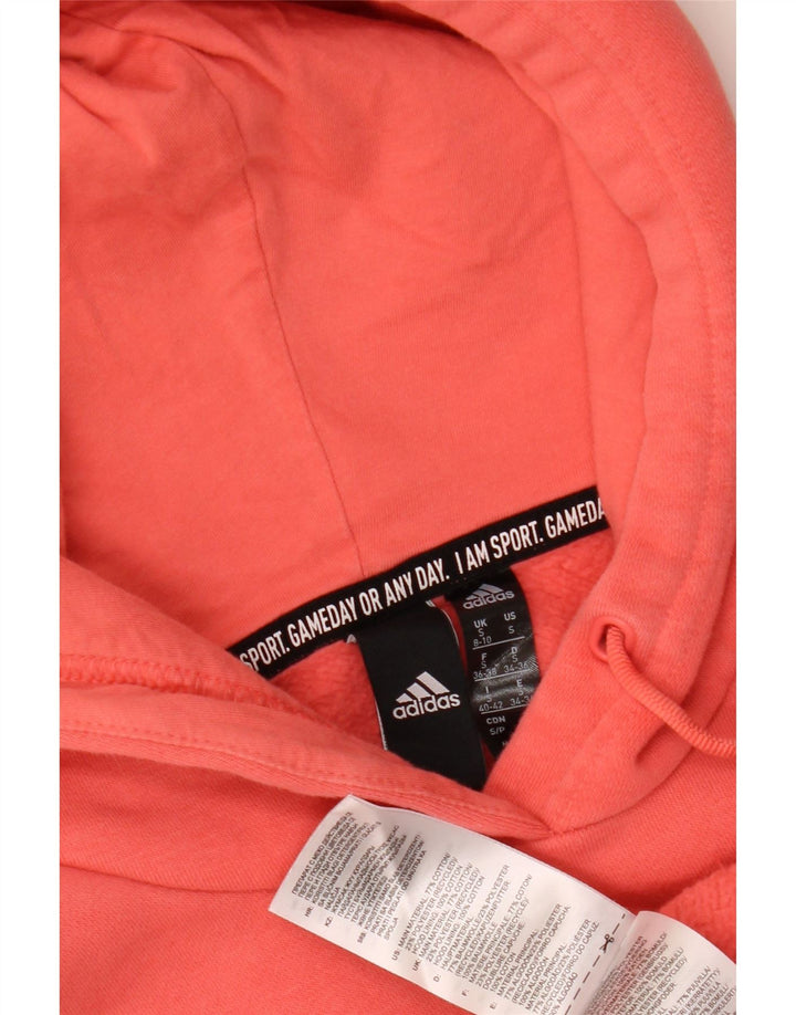 Pulover ADIDAS pentru femei cu capota cu grafică UK 8/10, bumbac portocaliu mic