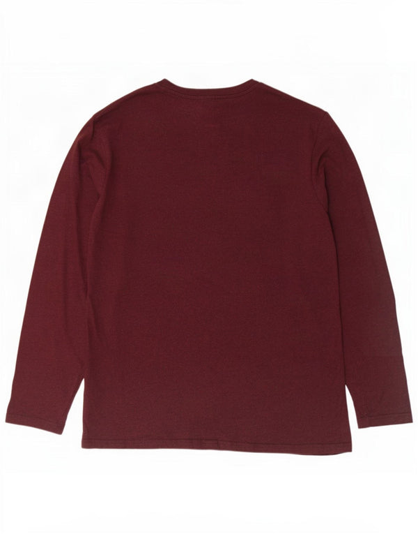 Marks & Spencer Mens Regular Fit Top cu mânecă lungă XL Bumbac Burgundy