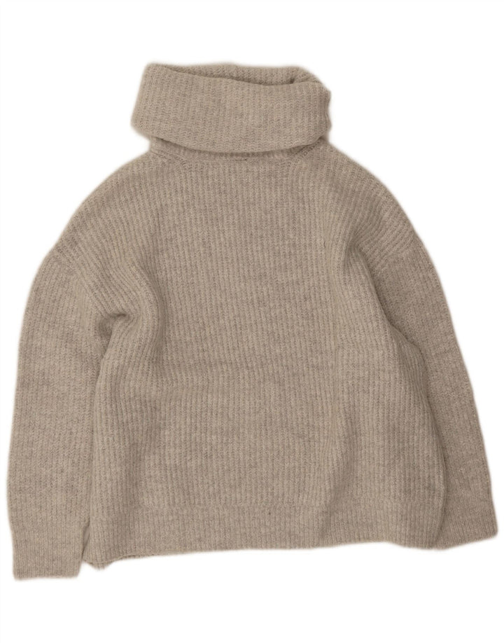 Pulover supradimensionat pentru femei Zara, cu gât rulat, UK 10, mic, gri acrilic