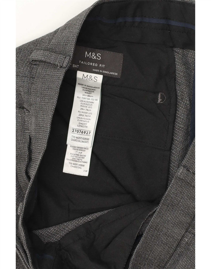 Marks & Spencer Pantaloni de costum croiți pentru bărbați L34 L28 Poliester gri