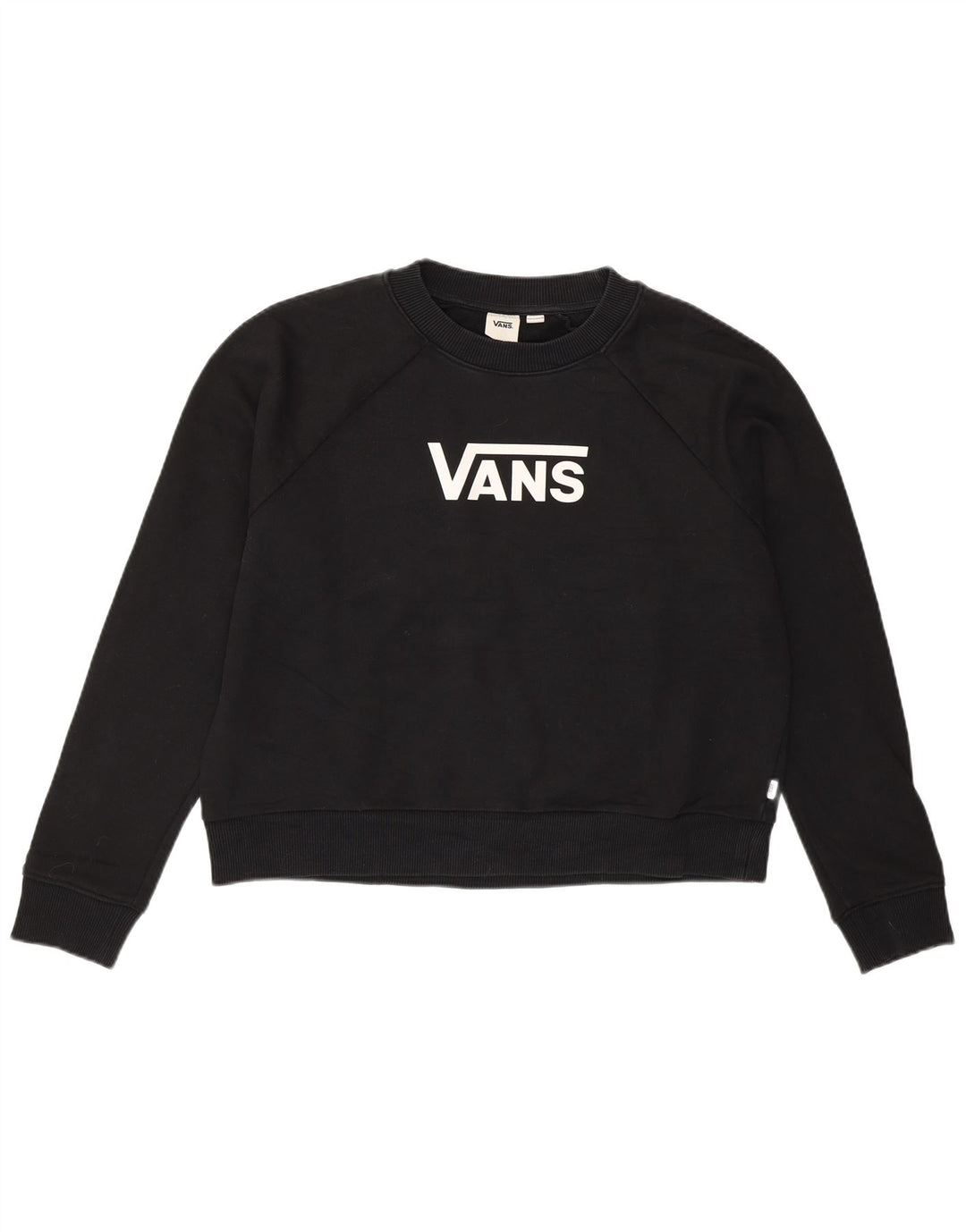Pulover supradimensionat Vans Crop Graphic pentru femei UK 14 Medium Negru