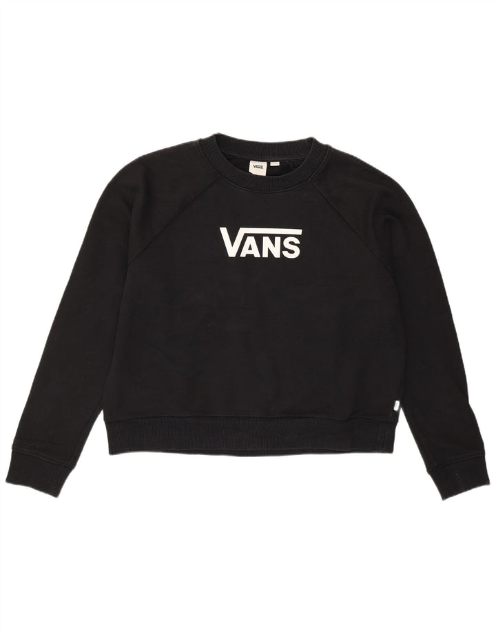 Pulover supradimensionat Vans Crop Graphic pentru femei UK 14 Medium Negru