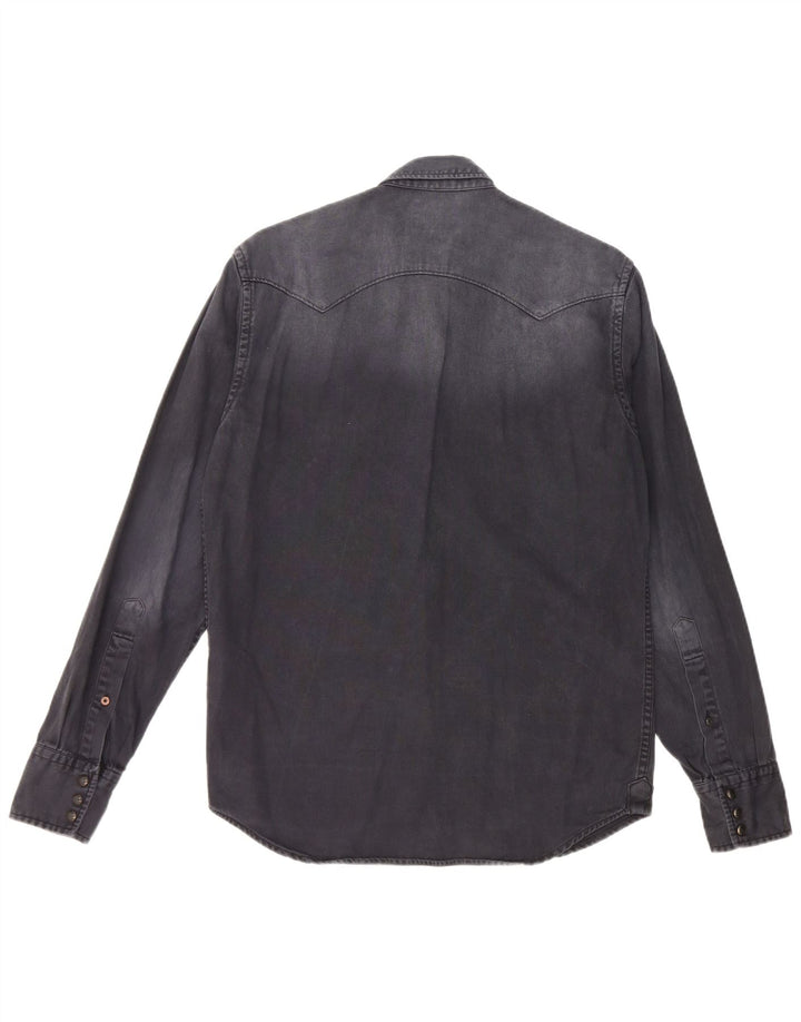 REPLAY Cămașă pentru bărbați din denim vopsită în îmbrăcăminte, bumbac mediu albastru bleumarin