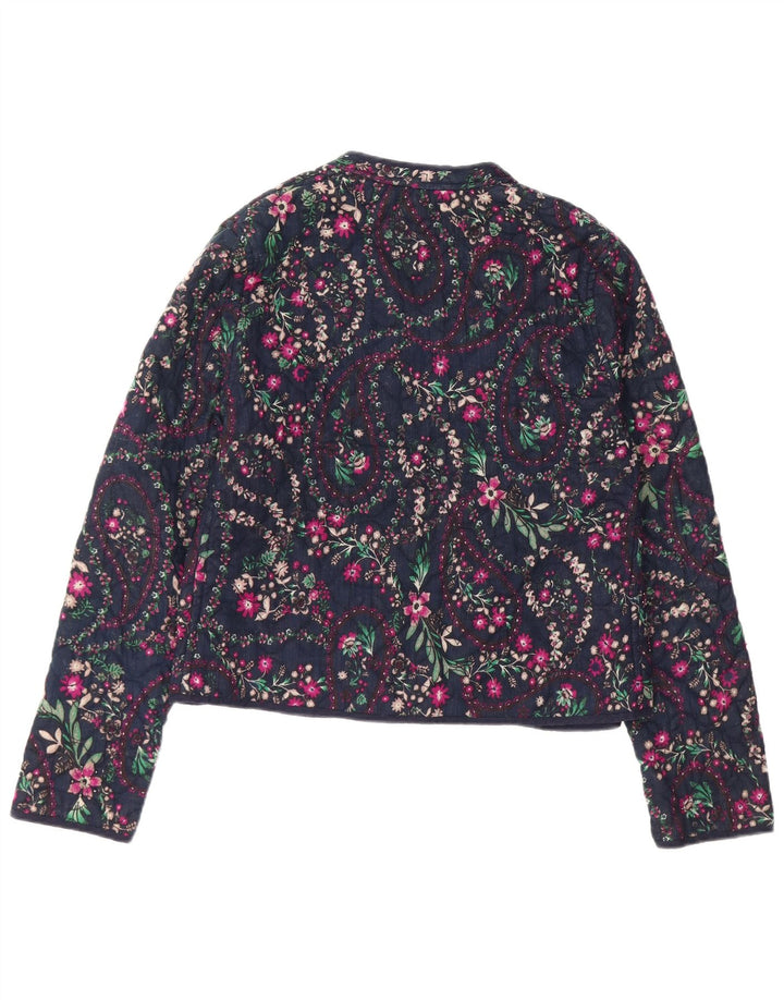 Jachetă Blazer deschisă pentru femei Monsoon UK 12 Medium Bluemarin Floral Bumbac