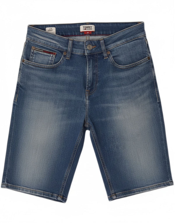 Pantaloni scurți de denim subțiri pentru bărbați Tommy Hilfiger W28 Bumbac albastru mic
