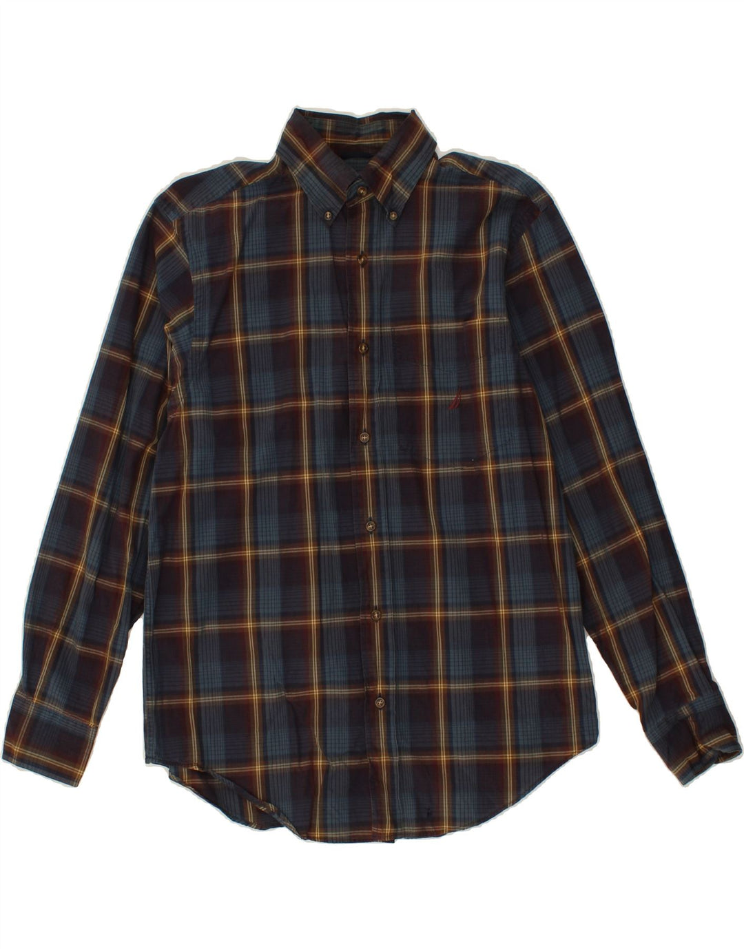 NAUTICA Mens Shirt Small Navy Blue Check Cotton Vintage Nautica and Second-Hand Nautica from Messina Hembry 