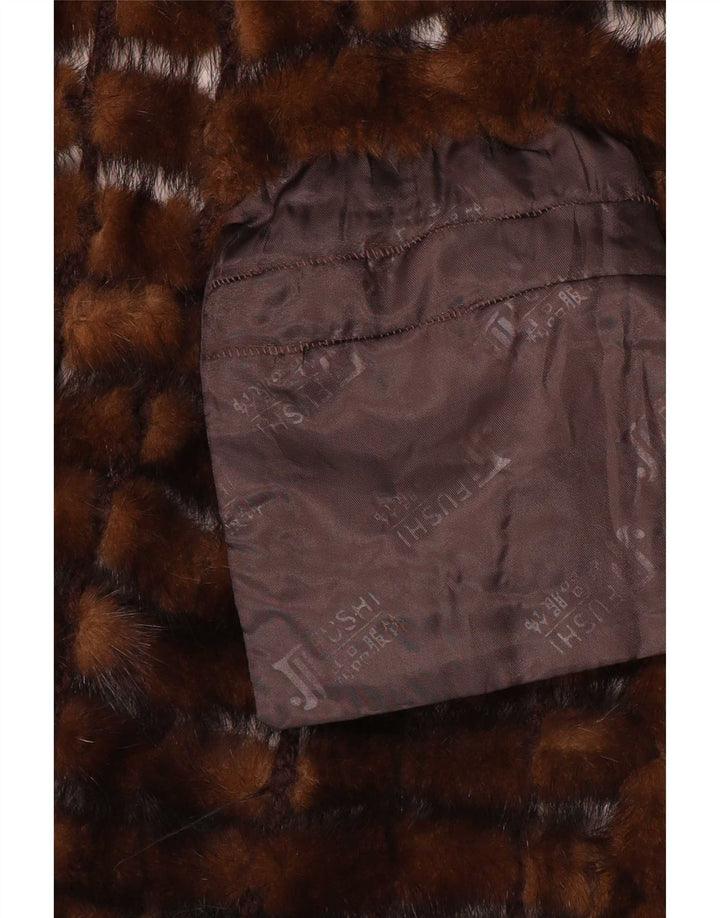 Gilet de blană vintage pentru femei UK 14 maro mediu