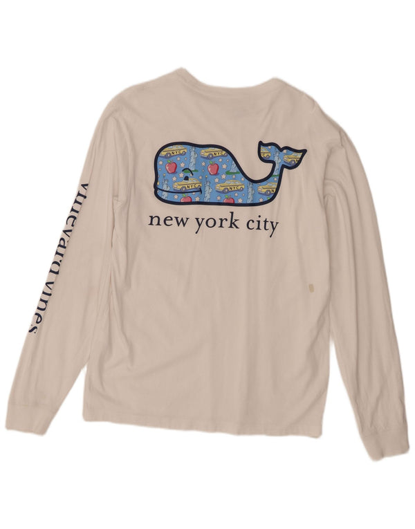Vineyard Vines Top grafic pentru bărbați cu mânecă lungă XS Bumbac alb