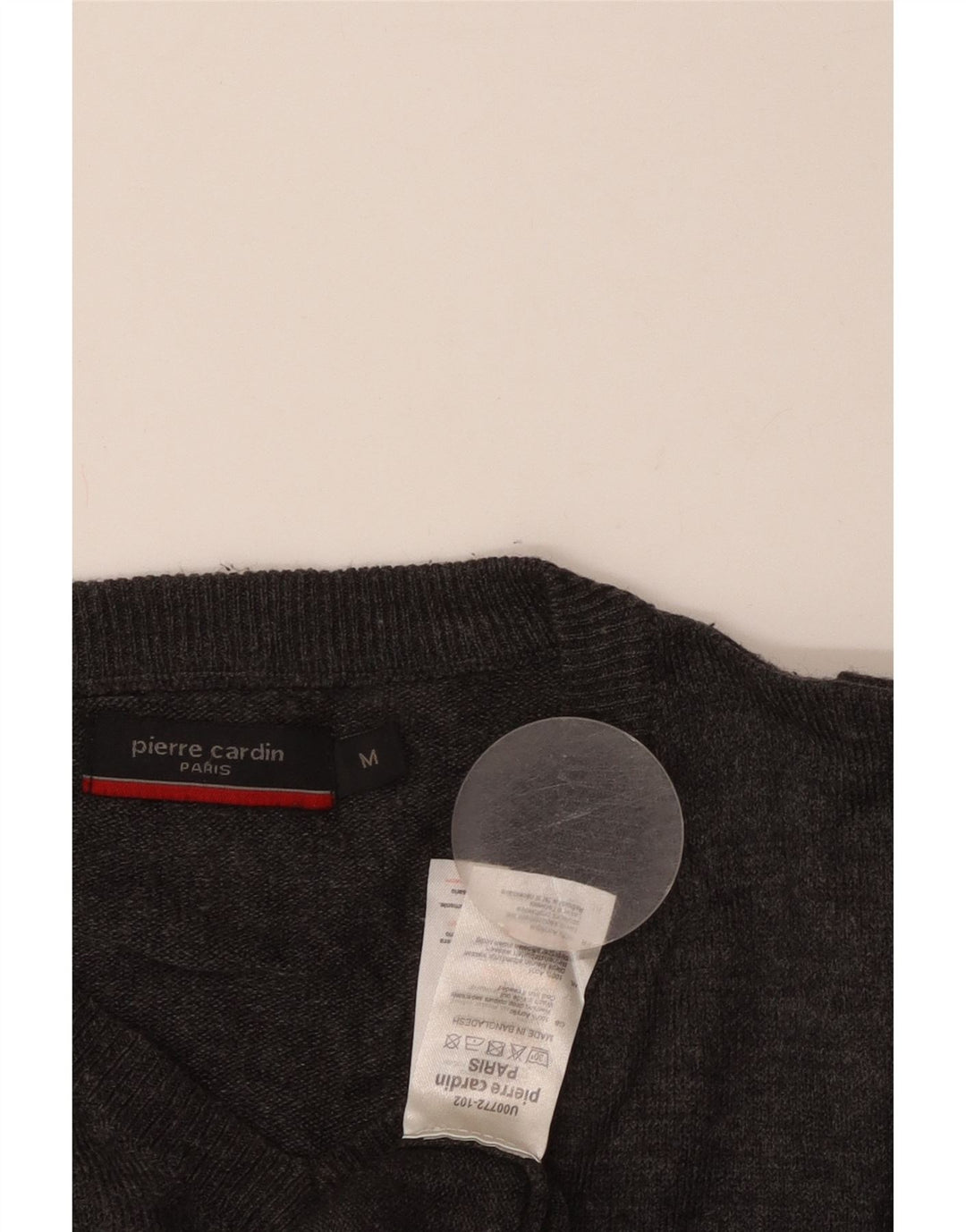 PIERRE CARDIN Pulover cu decolteu în V pentru bărbați, gri mediu acrilic