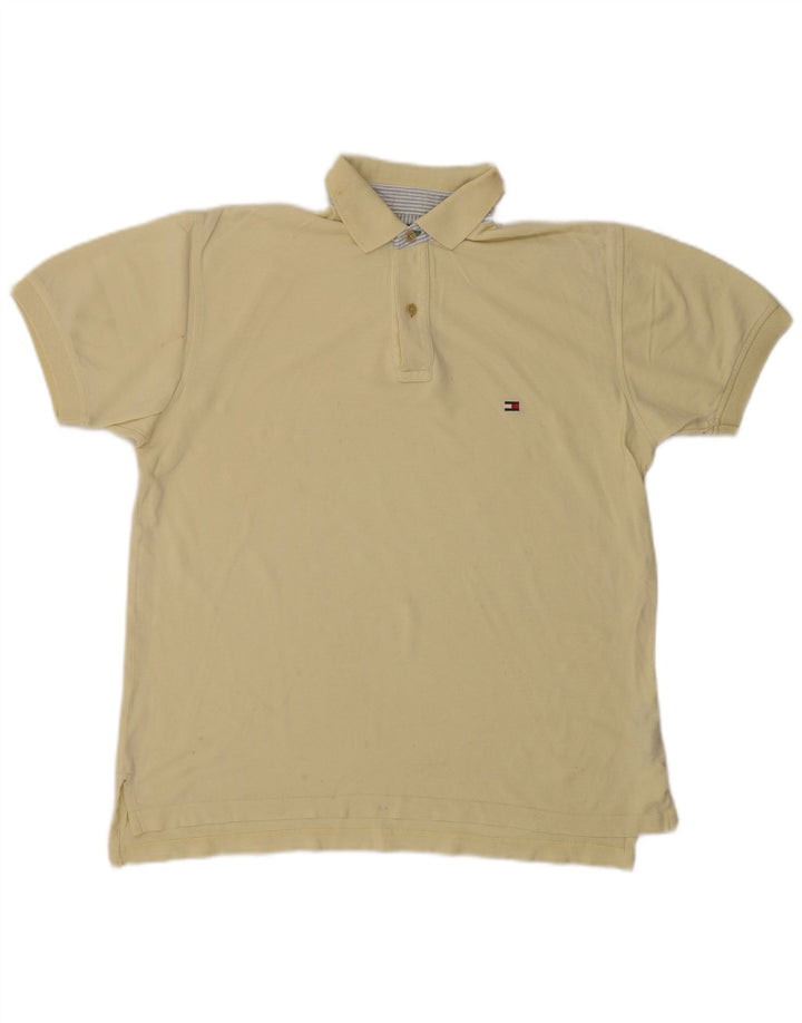 Tricou polo Tommy Hilfiger pentru bărbați, bumbac galben mic