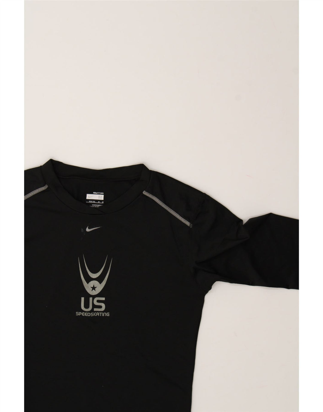 NIKE Womens Graphic Top Long Sleeve US 8/10 Medium Black Polyester Vintage Nike and Second-Hand Nike from Messina Hembry 