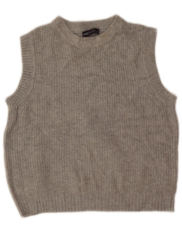 Marks & Spencer pentru femei Crop Vest Tank Top UK 10 Small Gri Poliester