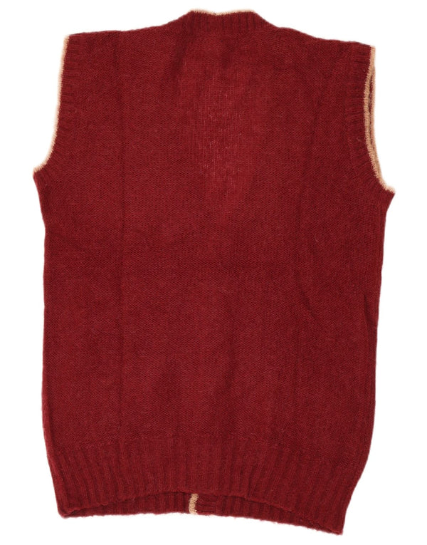 Cardigan Vintage pentru bărbați, fără mâneci, nailon mediu burgundă