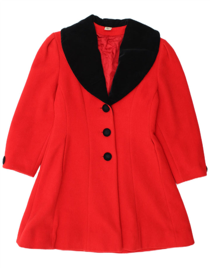 VINTAGE Womens Overcoat IT 44 Medium Red Colourblock