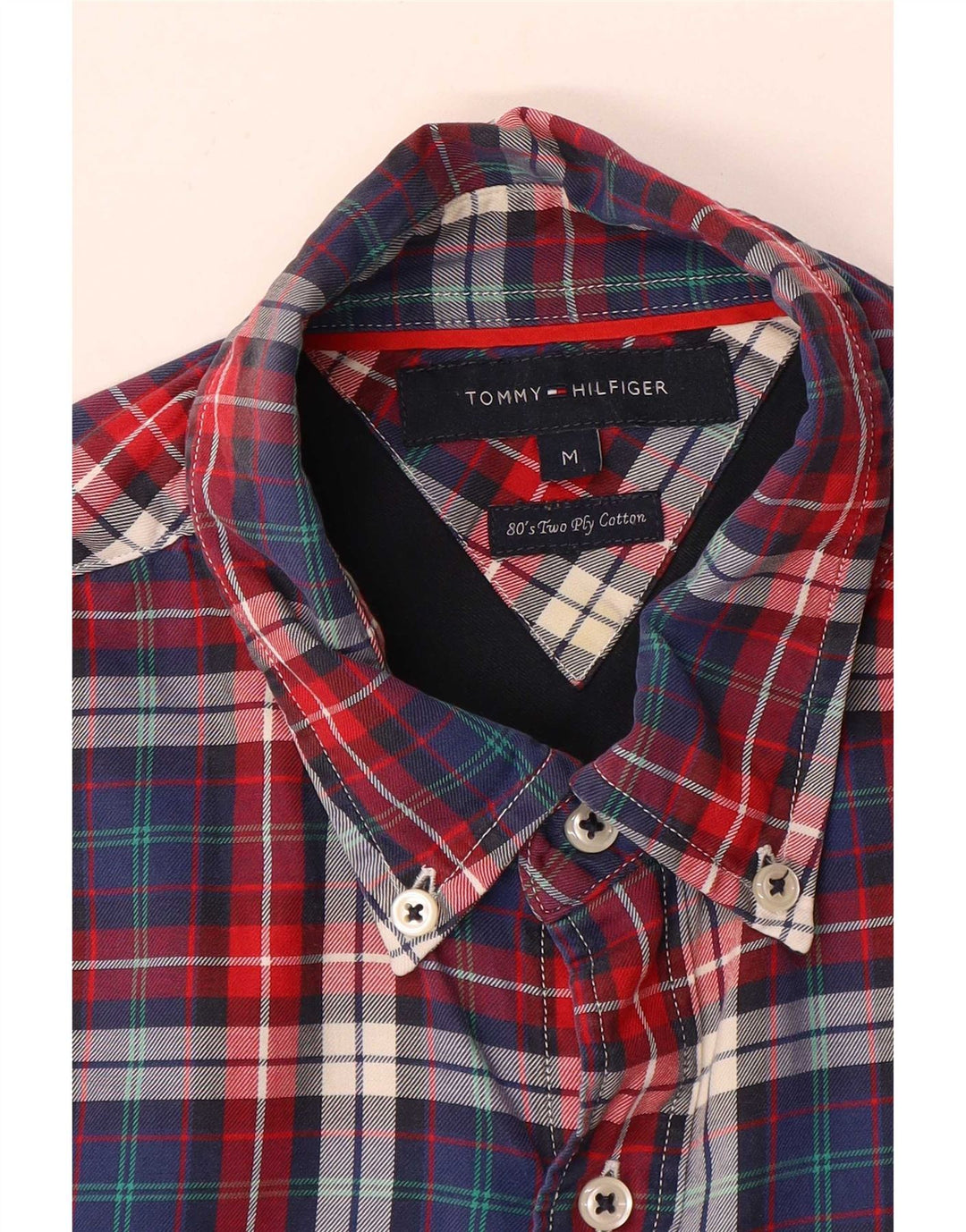 Cămașă pentru bărbați Tommy Hilfiger, bumbac carouri roșu mediu