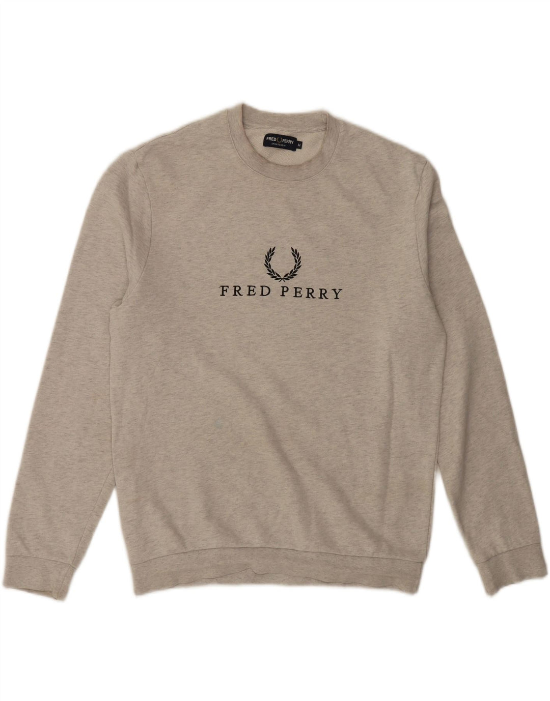 Hanorac grafic pentru bărbați Fred Perry Pulover din bumbac gri mediu