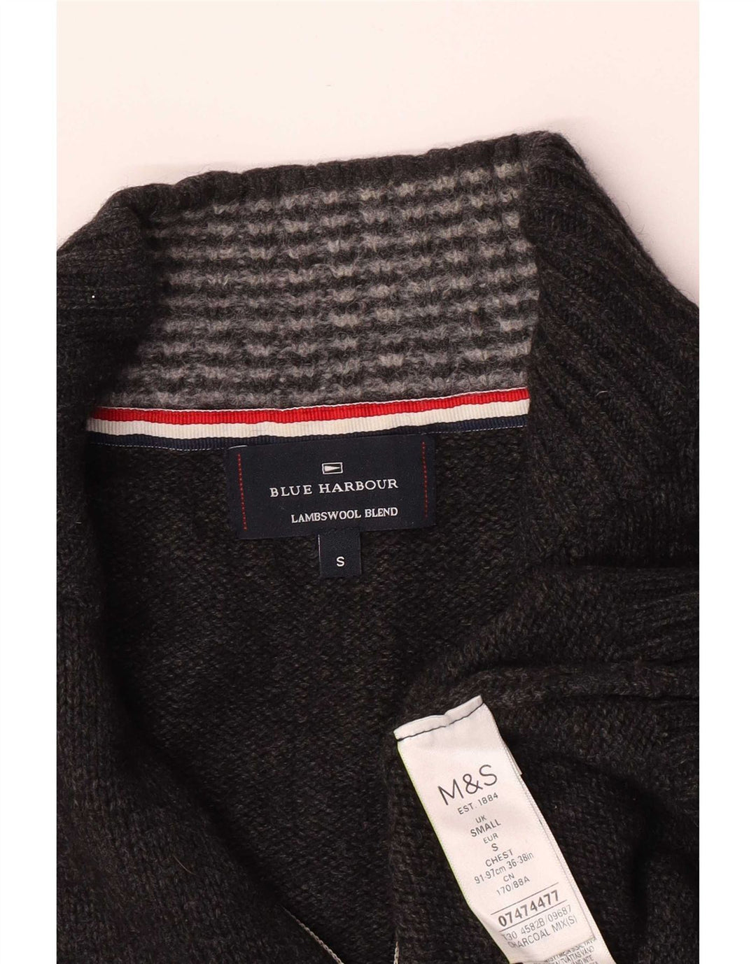 Pulover pentru bărbați Marks & Spencer, Blue Harbour, cu fermoar, cu gât, mic, gri
