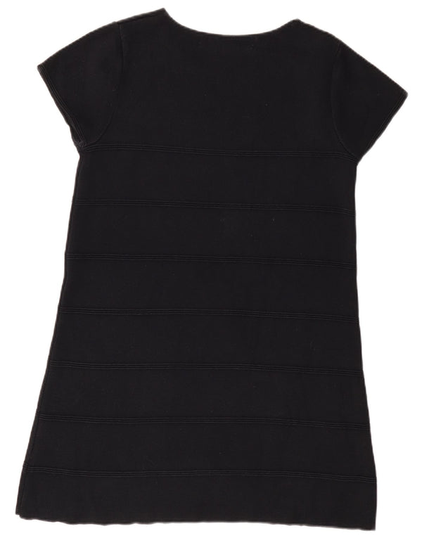 Zara Womens T-Shirt Dress UK 14 Large Navy Blue Striped Cotton